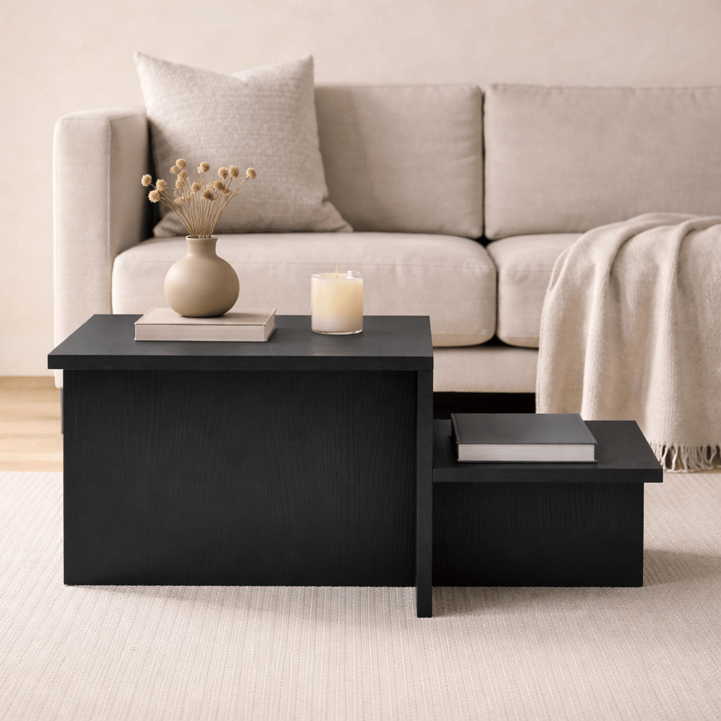 Coffee tables - Coffee table Black Melamine - 80 x 40 cm - Eterna - Dimehouse