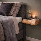 Bedside Tables - Set of 2 Floating Bedside Tables Acacia Wood Freya Small - Dimehouse