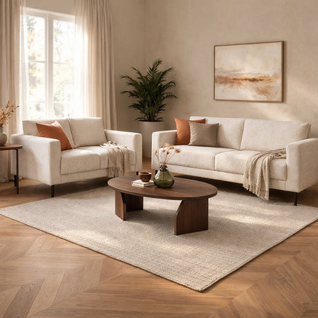 Sofas - Modern 3-seater Sofa Beige Fabric Aniko 213x90x78 cm - Dimehouse