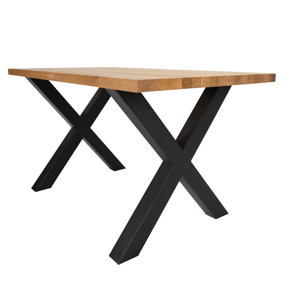 Dining tables - Industrial Dining Table Oak X - Black Rover leg - Dimehouse