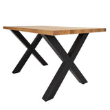 Dining tables - Industrial Dining Table Oak X - Black Rover leg - Dimehouse