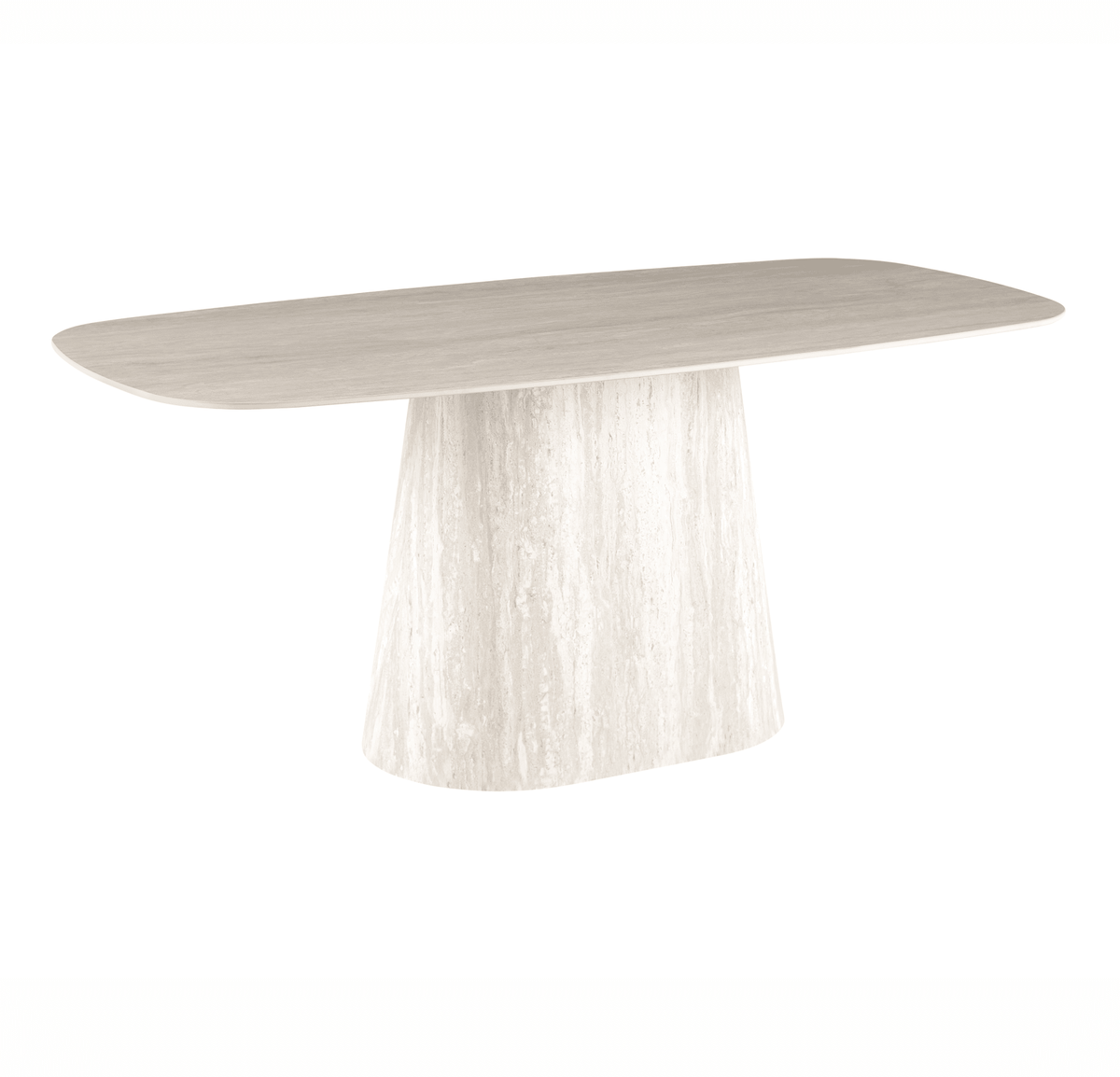 Dining tables-Sintered Stone Marble Look Travertine Dining Table Lea 180x90 cm - Danish Oval-Dimehouse