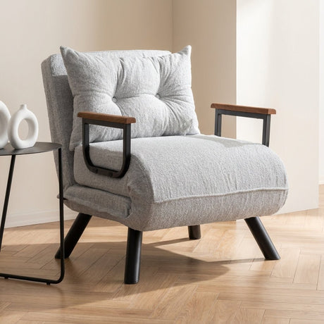 Sleeping armchair Sando Gray Teddy fabric mood photo in modern interior
