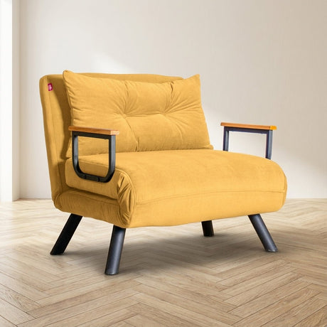 Sleeping armchair Sando Mustard Yellow atmospheric photo in a modern interior
