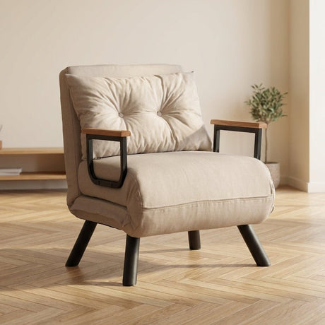 Sleeping armchair Sando Fabric Cream-Light Yellow atmospheric photo in a modern interior