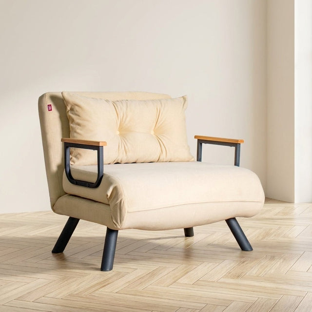 Sleeping armchair Sando Fabric Cream atmospheric photo in a modern interior