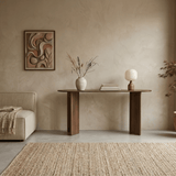 Side tables - Oval side table walnut melamine - Japandi - 150x35 cm - Sota - Dimehouse