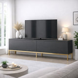TV Furniture - TV Furniture Lord Anthracite Gold Melamine 180x47x30 cm - Dimehouse
