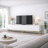TV Furniture - TV Furniture Lord White Gold Melamine 180x47x30 cm - Dimehouse