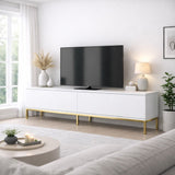 TV Furniture - TV Furniture Lord White Gold Melamine 180x47x30 cm - Dimehouse