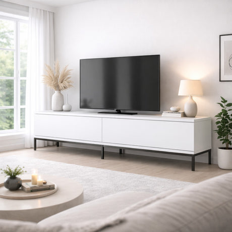 TV Furniture - TV Furniture Lord Black White Melamine 180x47x30 cm - Dimehouse