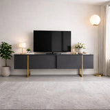 TV Furniture - TV Furniture Luxury Anthracite Gold Melamine 180x50x30 cm - Dimehouse