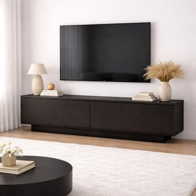 TV Furniture - TV Furniture Merida Black Melamine 140x38.2x35.5 cm - Dimehouse