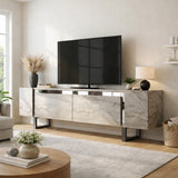 TV Furniture - TV Furniture Travertine Yildiz 180x50x30 - Silver Frame - Dimehouse
