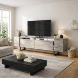 TV Furniture - TV Furniture Travertine Yildiz 180x50x30 - Silver Frame - Dimehouse
