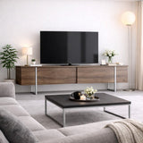 TV Furniture - TV Furniture Walnut Luxury 180x50x30 - Silver Frame - Dimehouse