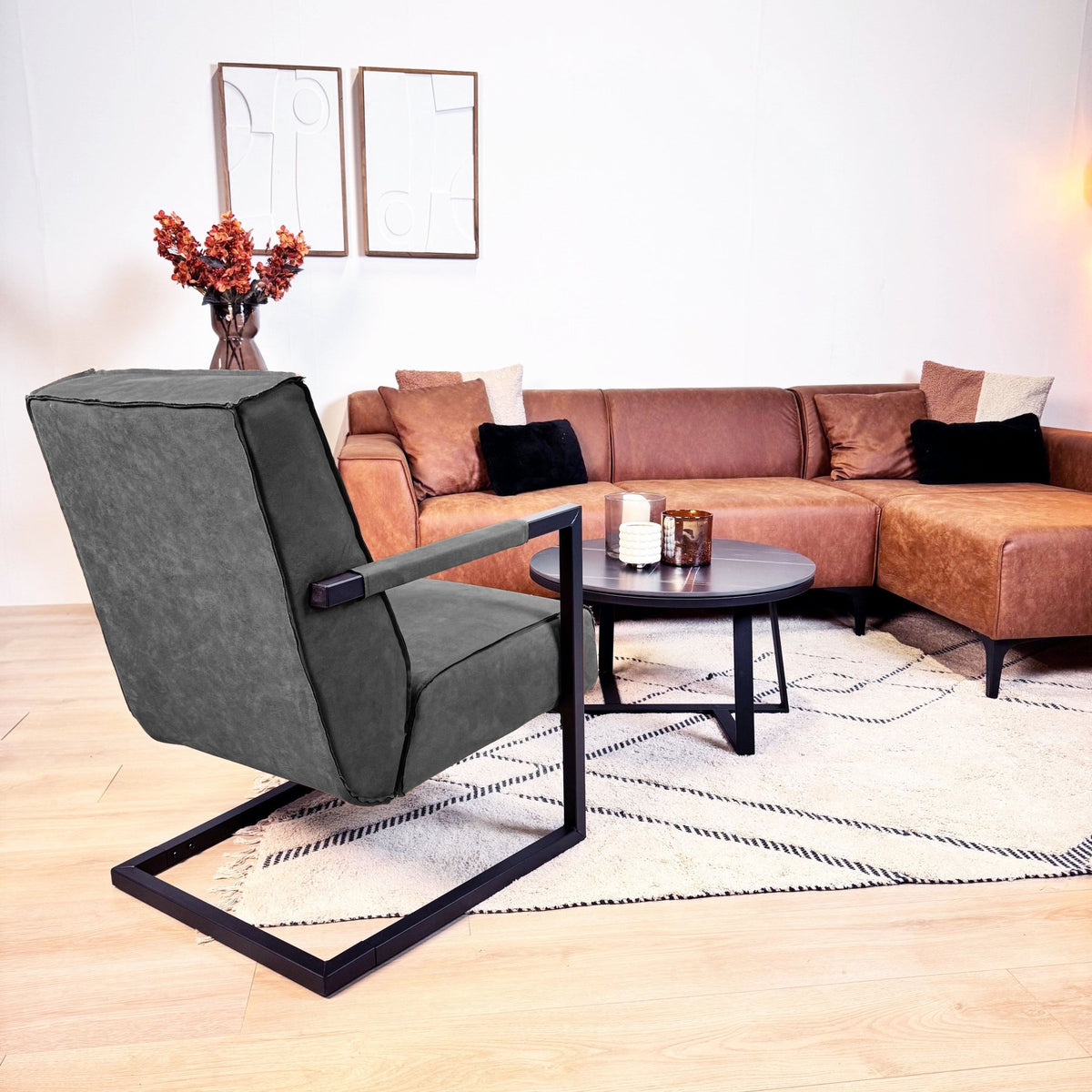 Armchairs - Industrial armchair anthracite eco - leather Tiger - Dimehouse