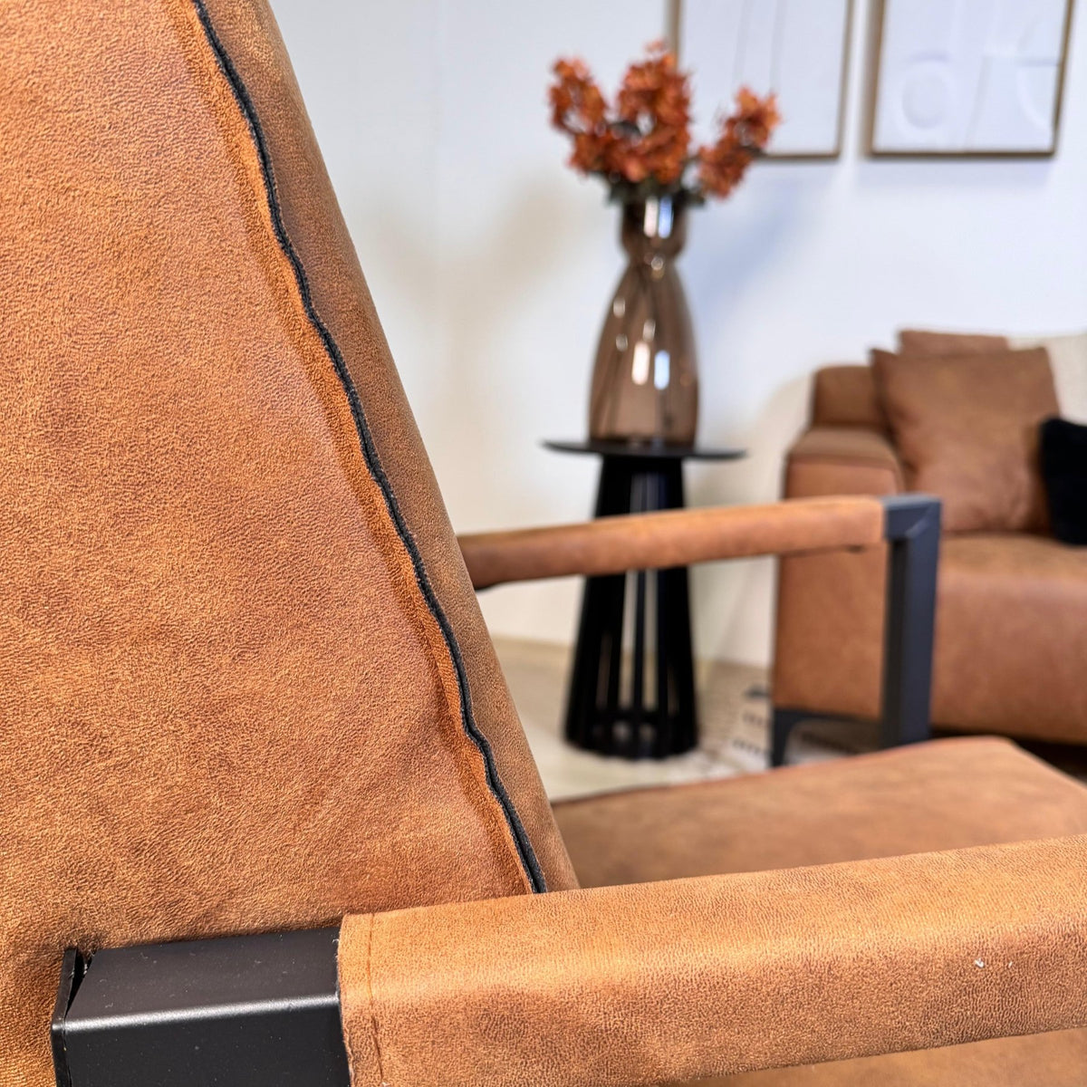 Armchairs - Industrial armchair cognac eco - leather Tiger - Dimehouse
