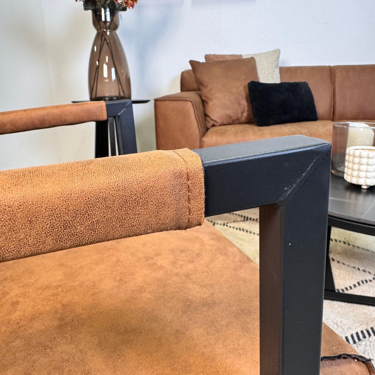 Armchairs - Industrial armchair cognac eco - leather Tiger - Dimehouse