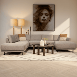 Sofas - Modern U - Sofa Corner Sofa Taupe Fabric - Left - 310x197x142 cm - Aniko - Dimehouse