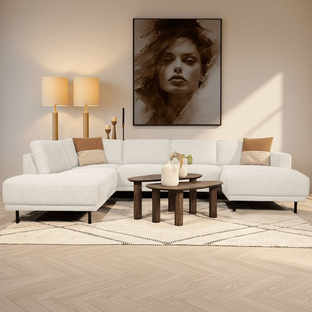 Sofas - Modern U - Sofa Corner Sofa Beige Fabric - Left - 310x197x142 cm - Aniko - Dimehouse