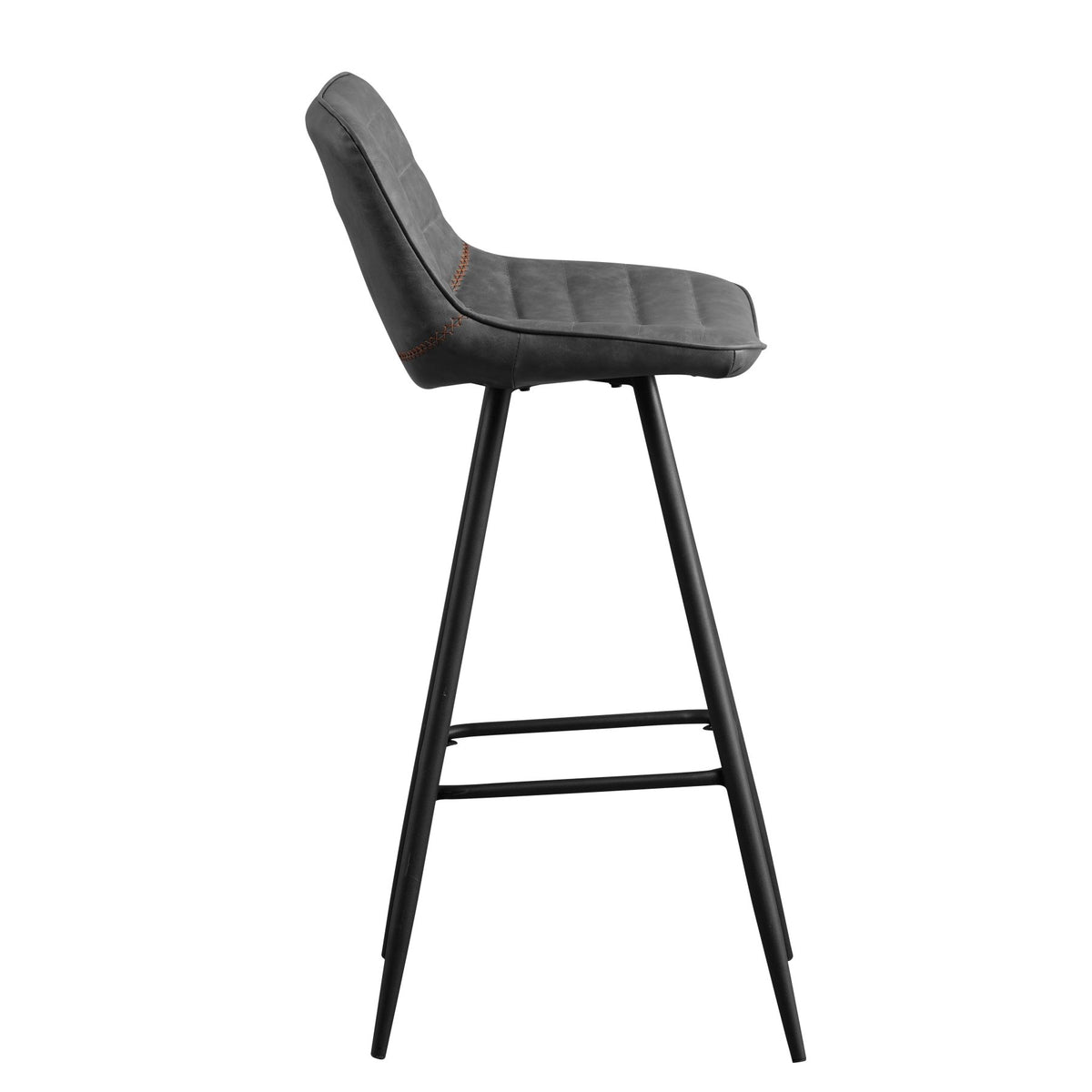 Bar Stools-Industrial Bar Stool Anthracite Faux Leather Jacket - Seat height 76 cm - Without armrests-Dimehouse