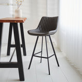 Bar stools - Industrial bar stool Juno Anthracite Faux leather - Seat height 70 cm - Without Armrests - Dimehouse