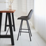 Bar stools - Industrial bar stool Juno Anthracite Faux leather - Seat height 70 cm - Without Armrests - Dimehouse