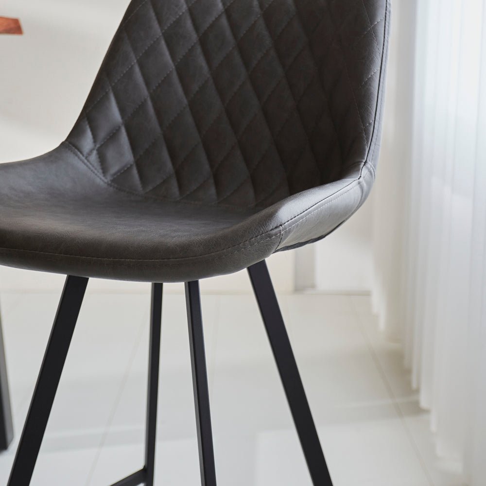 Bar stools - Industrial bar stool Juno Anthracite Faux leather - Seat height 70 cm - Without Armrests - Dimehouse