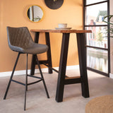 Bar stools - Industrial bar stool Juno Anthracite Faux leather - Seat height 70 cm - Without Armrests - Dimehouse