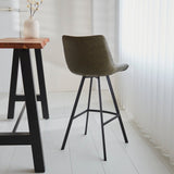 Bar stools - Industrial bar stool Juno Green Faux leather - Seat height 70 cm - Without Armrests - Dimehouse