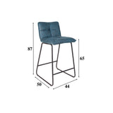 Bar Stools - Industrial Bar Stool Blue Jelle Microfiber Fabric - Seat Height 65 cm - Without Arm - Dimehouse