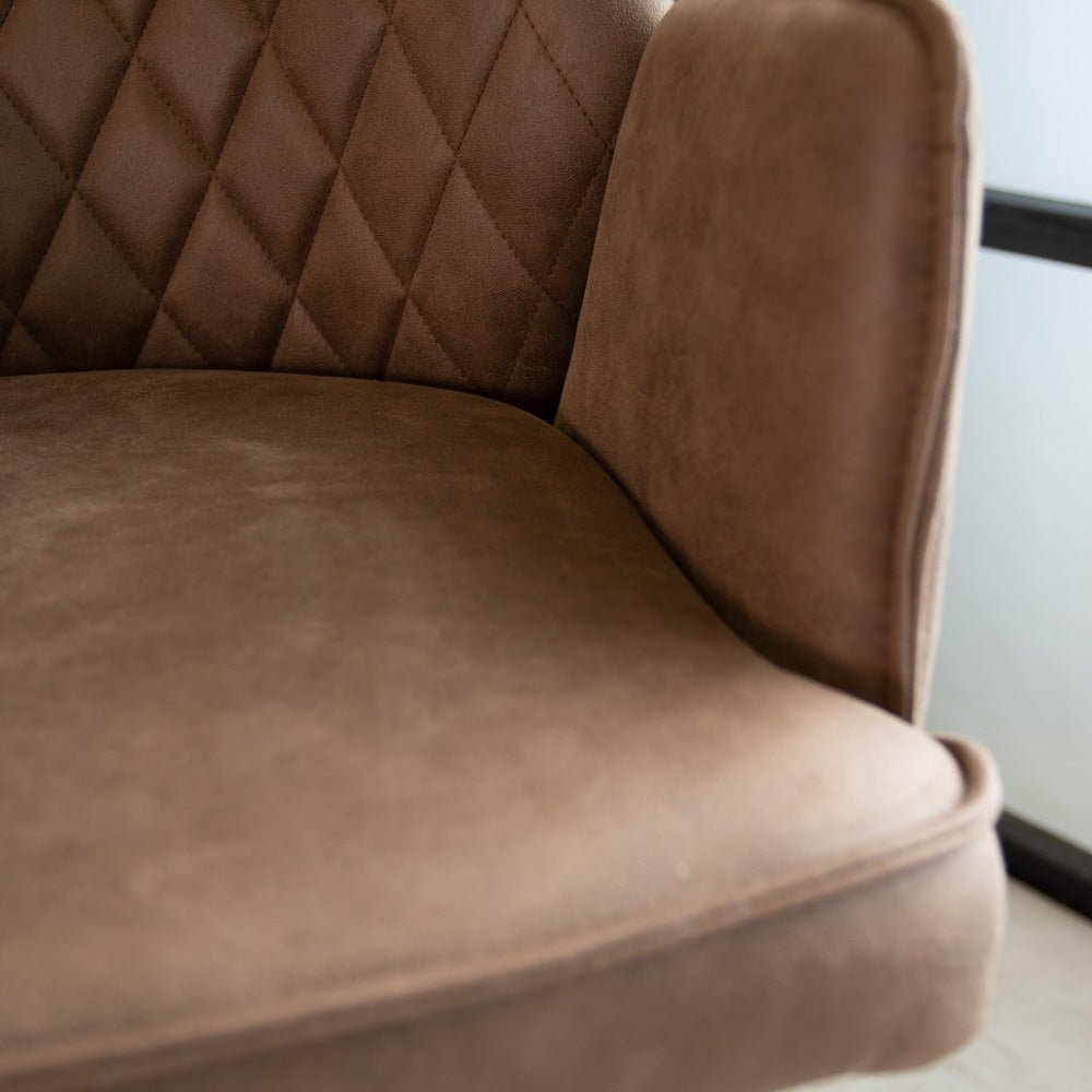 Bar Stools - Swivel Bar Stool Taupe Microfiber Fabric Novan - Adjustable - With Armrests - Dimehouse