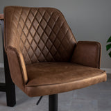 Bar Stools - Swivel Bar Stool Taupe Microfiber Fabric Novan - Adjustable - With Armrests - Dimehouse