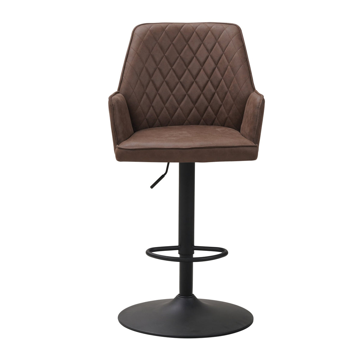 Bar Stools - Swivel Bar Stool Taupe Microfiber Fabric Novan - Adjustable - With Armrests - Dimehouse