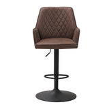 Bar Stools - Swivel Bar Stool Taupe Microfiber Fabric Novan - Adjustable - With Armrests - Dimehouse