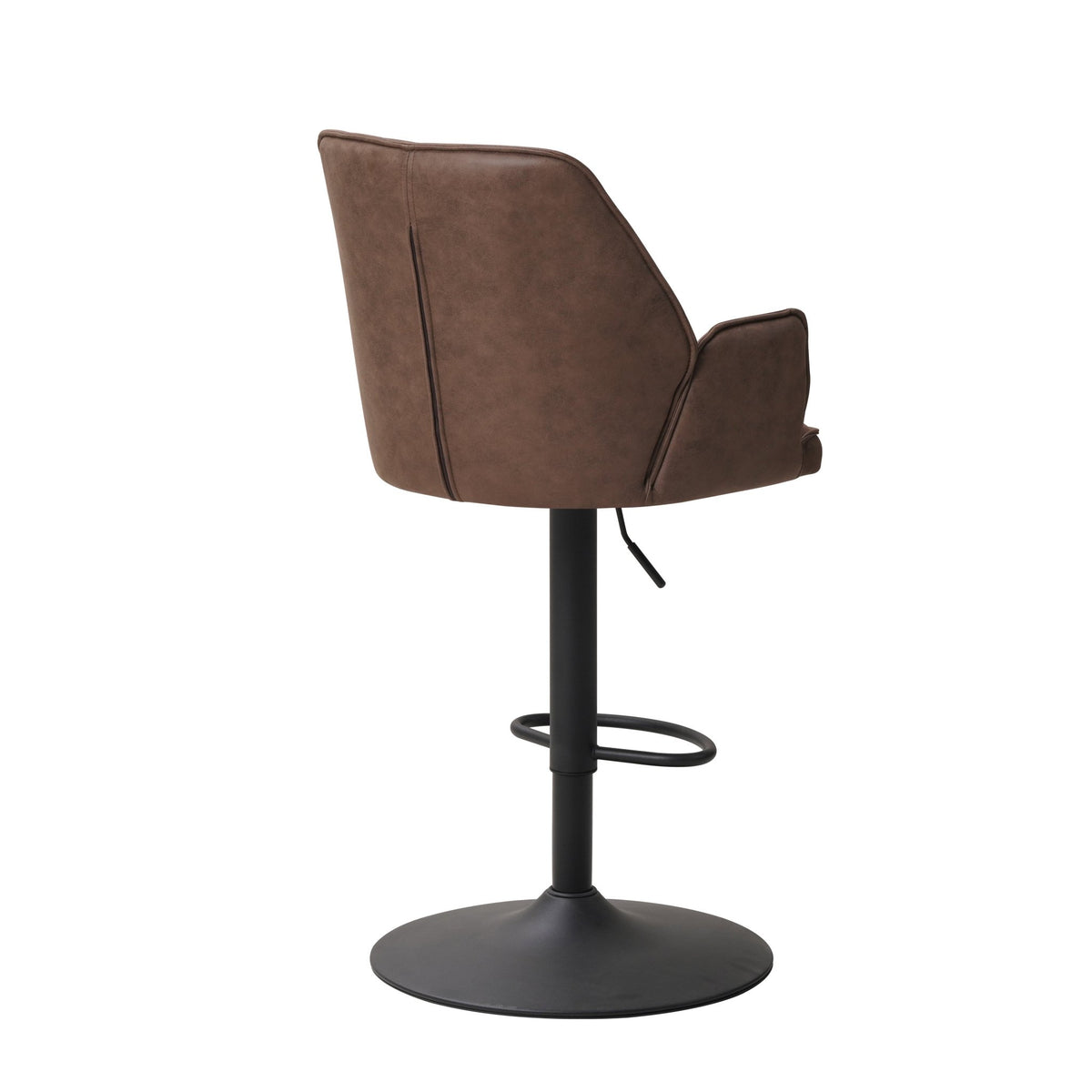 Bar Stools - Swivel Bar Stool Taupe Microfiber Fabric Novan - Adjustable - With Armrests - Dimehouse