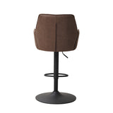 Bar Stools - Swivel Bar Stool Taupe Microfiber Fabric Novan - Adjustable - With Armrests - Dimehouse