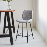 Bar Stools - Beau Bar Stool Light Gray Chenille Fabric - 67 cm Seat Height - Without Armrests - Dimehouse