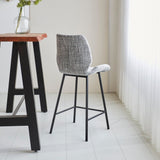 Bar Stools - Beau Bar Stool Light Gray Chenille Fabric - 67 cm Seat Height - Without Armrests - Dimehouse