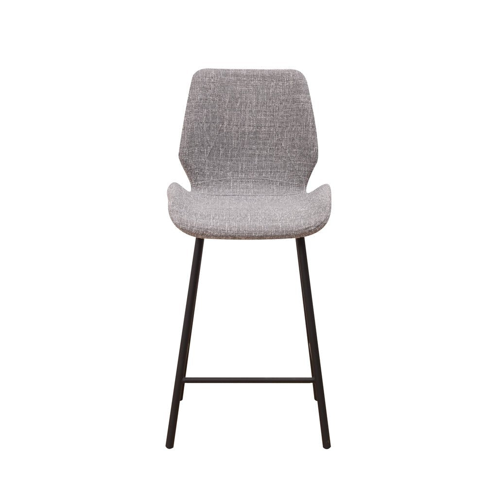 Bar Stools - Beau Bar Stool Light Gray Chenille Fabric - 67 cm Seat Height - Without Armrests - Dimehouse