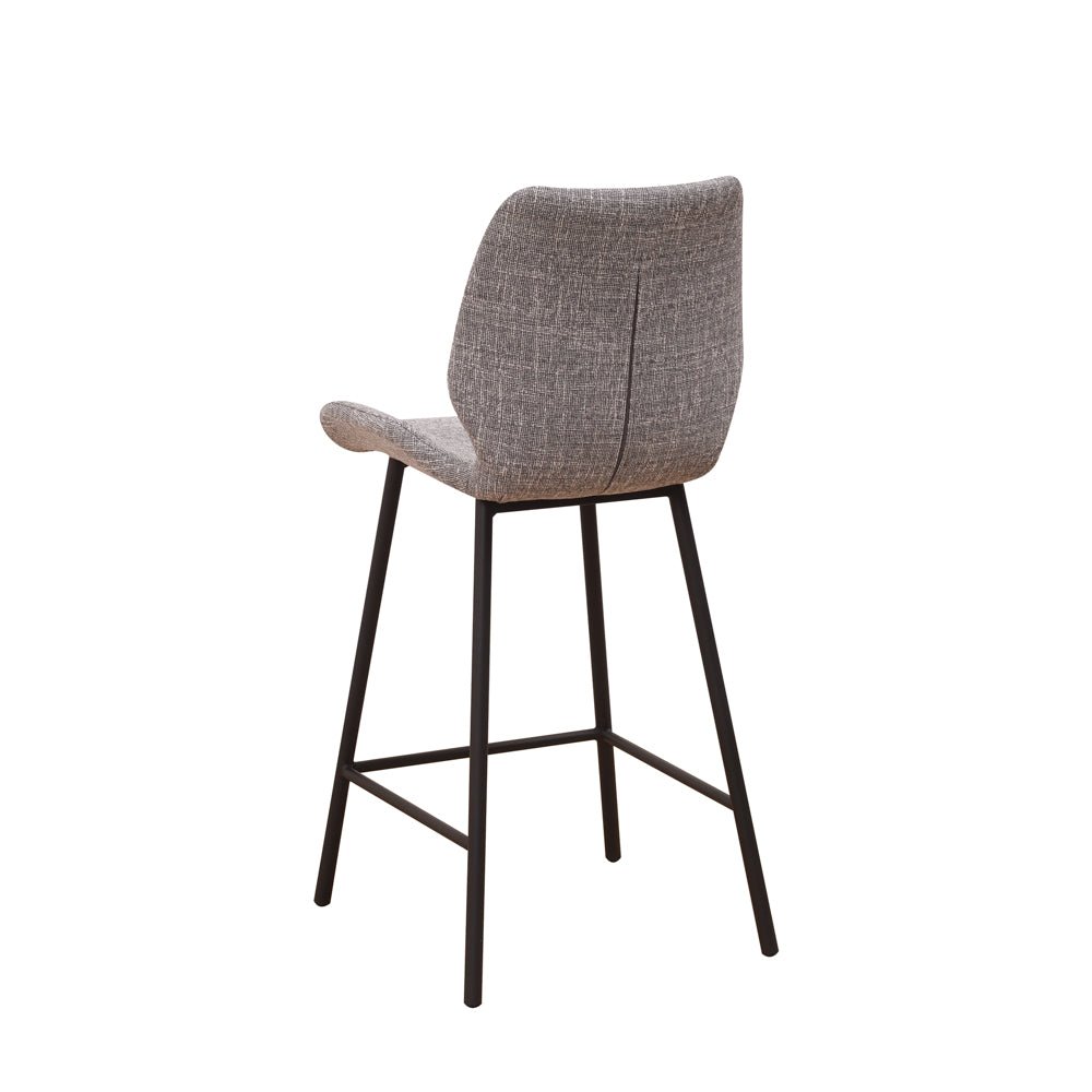 Bar Stools - Beau Bar Stool Light Gray Chenille Fabric - 67 cm Seat Height - Without Armrests - Dimehouse