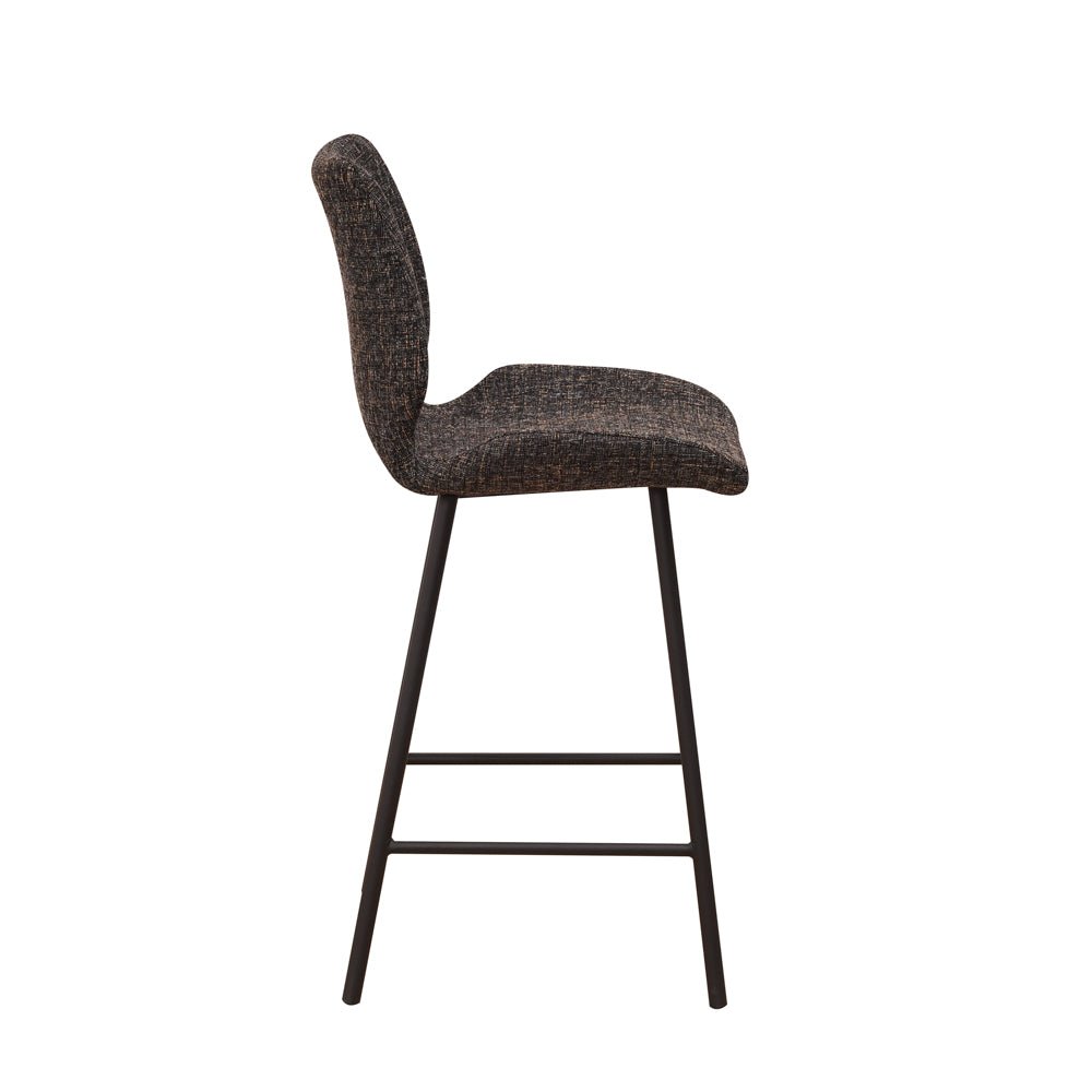 Bar Stools - Beau Bar Stool Black Chenille Fabric - 67 cm Seat Height - Without Armrests - Dimehouse