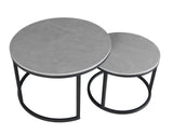 Coffee tables - Coffee table set of 2 Trevor marble gray round - Dimehouse