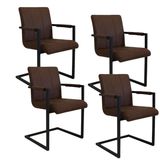 Dining room chairs - Set of 4 Industrial Dining room chairs Jackson Brown - Microfiber - With Armrests - Dimehouse