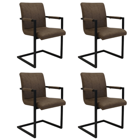 Dining room chairs - Set of 4 Industrial Dining room chairs Jackson Taupe - Microfiber - With Armrests - Dimehouse