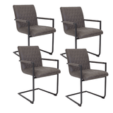 Dining room chairs - Set of 4 Dining room chairs Dean Industrial Anthracite - Microfiber Fabric - With Armrests - Dimehouse