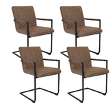 Dining room chairs - Set of 4 Dining room chairs Dean Industrial Taupe - Microfiber Fabric - With Armrests - Dimehouse