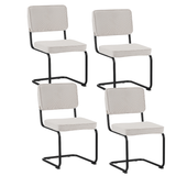 Dining room chairs - Set of 4 Dining room chairs Remo Cream Rib fabric - Without Armrests - Dimehouse
