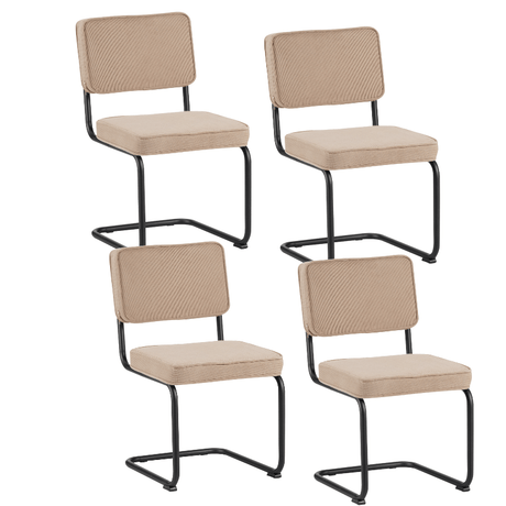 Dining room chairs - Set of 4 Dining room chairs Remo Beige Rib fabric - Without Armrests - Dimehouse
